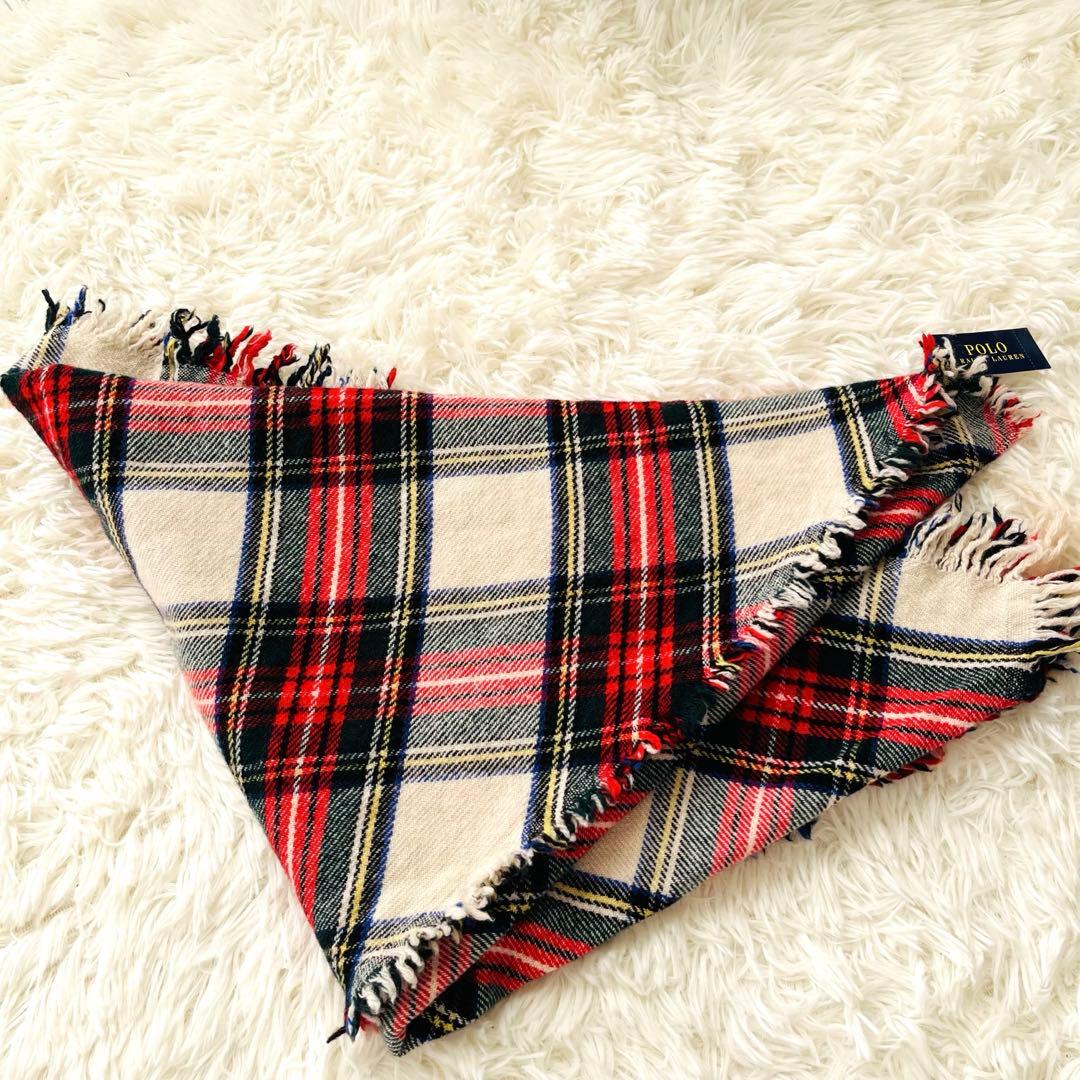 Polo Ralph Lauren タータンチェック柄三角ストールマフラー
