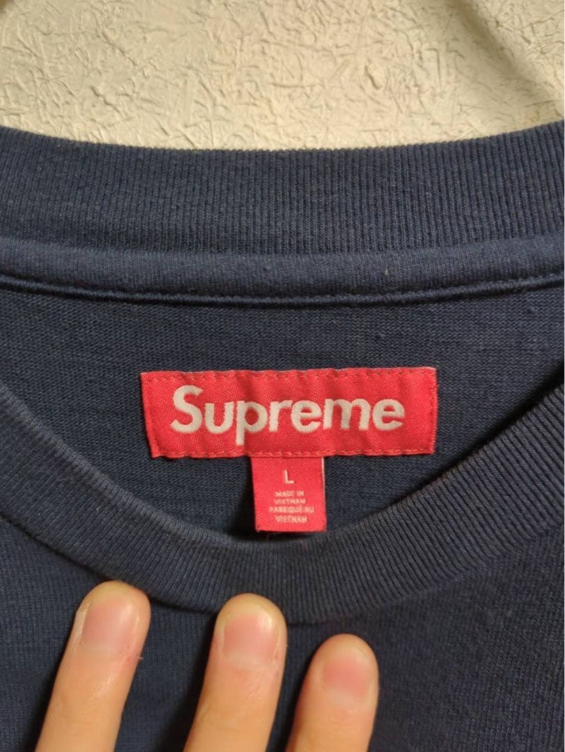 トップス Supreme Satin Applique S/S Top \"Navy\"
