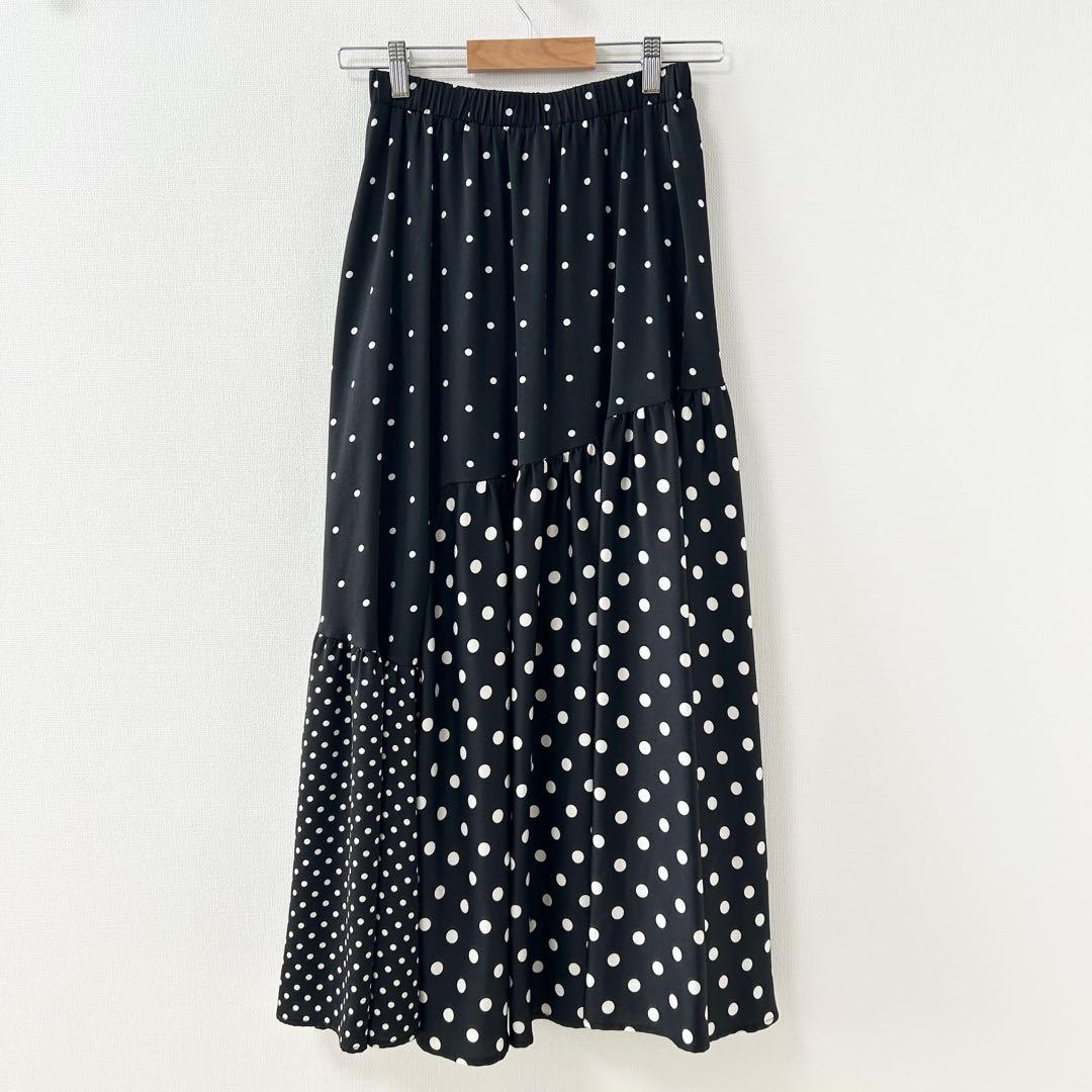 美品✨BEARDSLEY ビアズリー　ドットパッチワークロングスカート