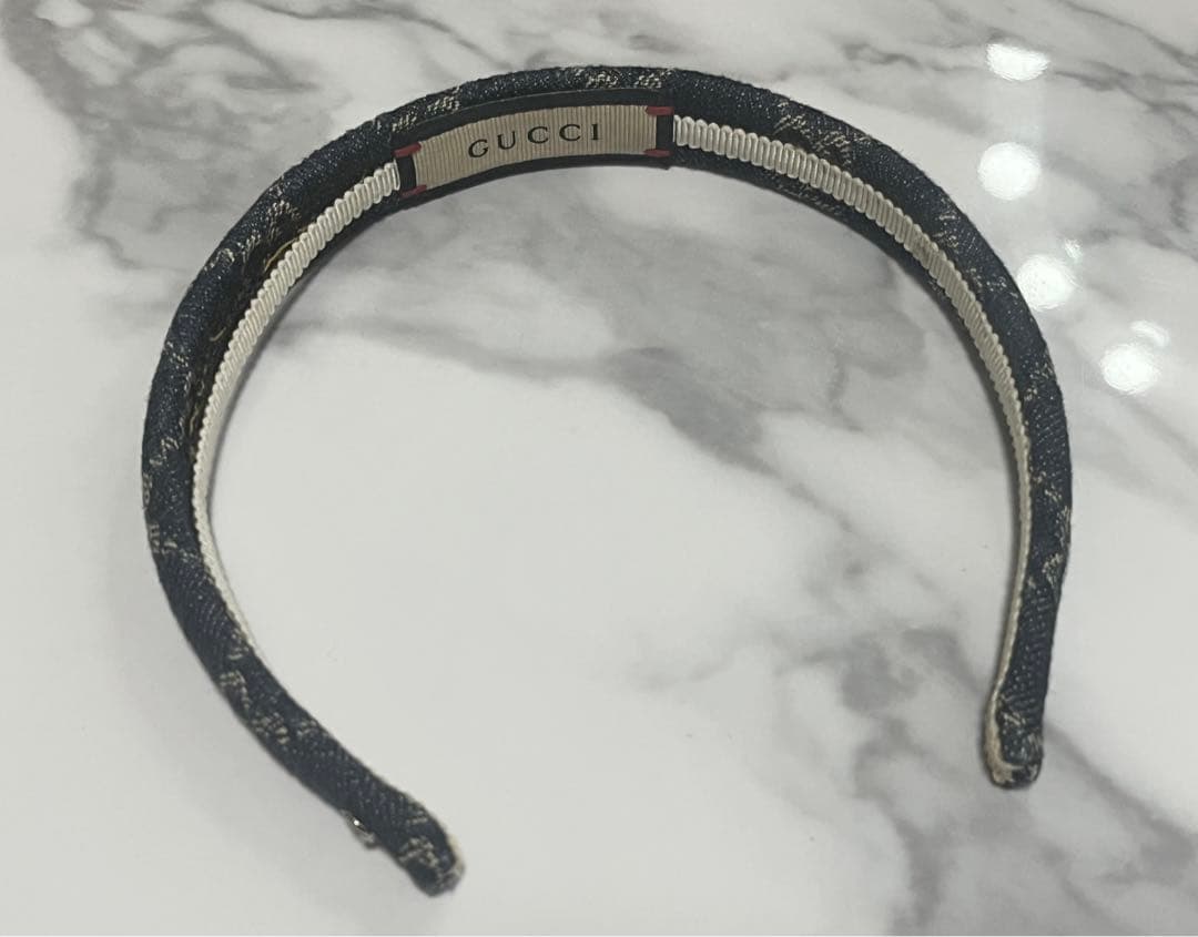 GUCCI グッチ デニム カチューシャ GG柄 ヘアアクセサリー