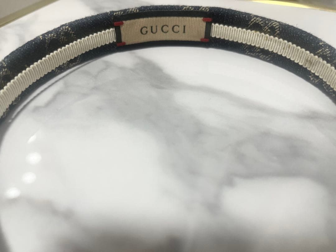 GUCCI グッチ デニム カチューシャ GG柄 ヘアアクセサリー
