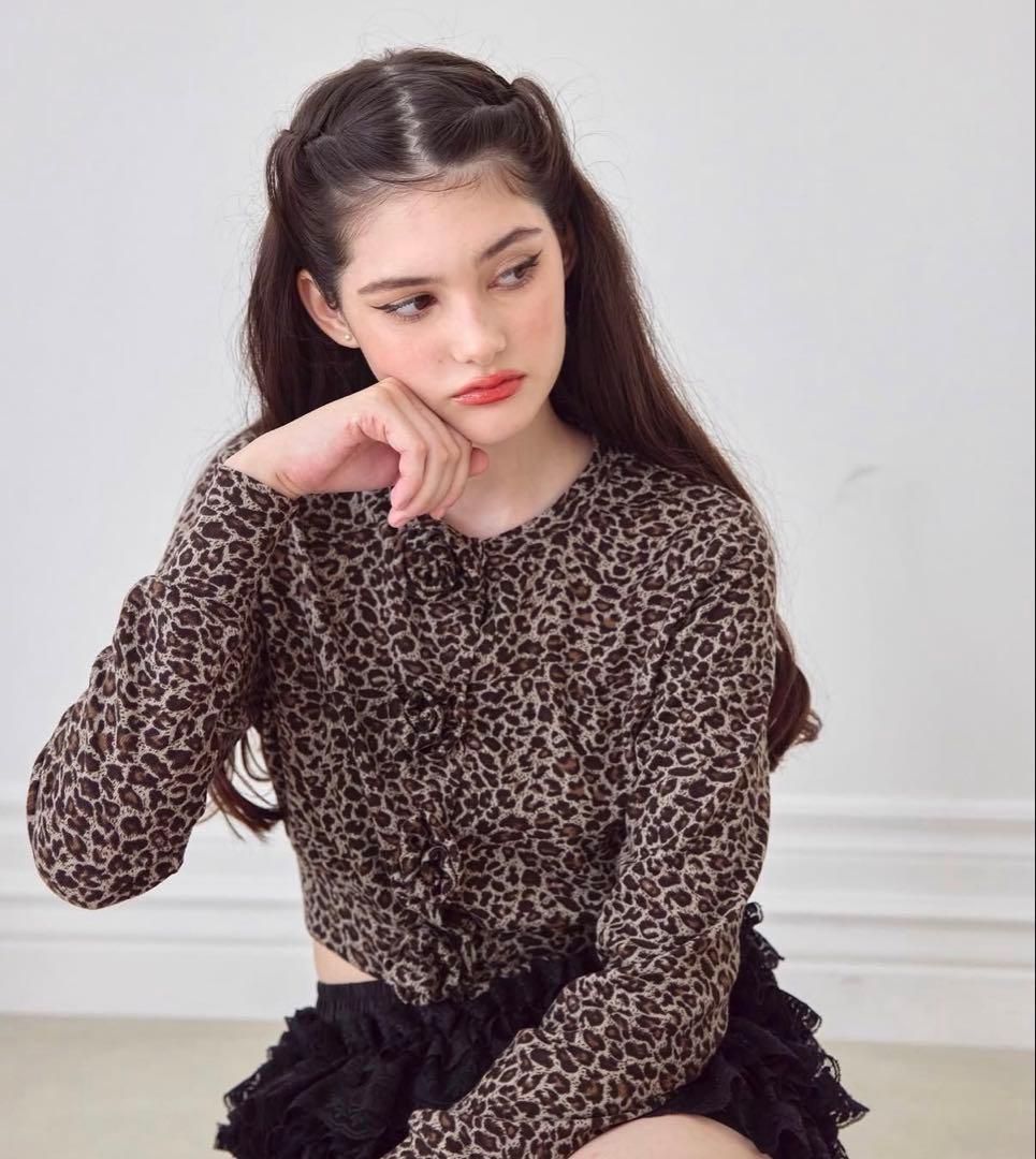週末限定値下LeopardRoseflowermotifknitcardigan