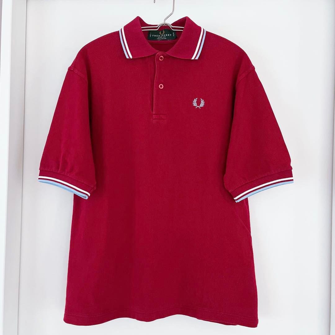 90s　FRED PERRY　ポロシャツ　レッド　M1200　旧タグ　M