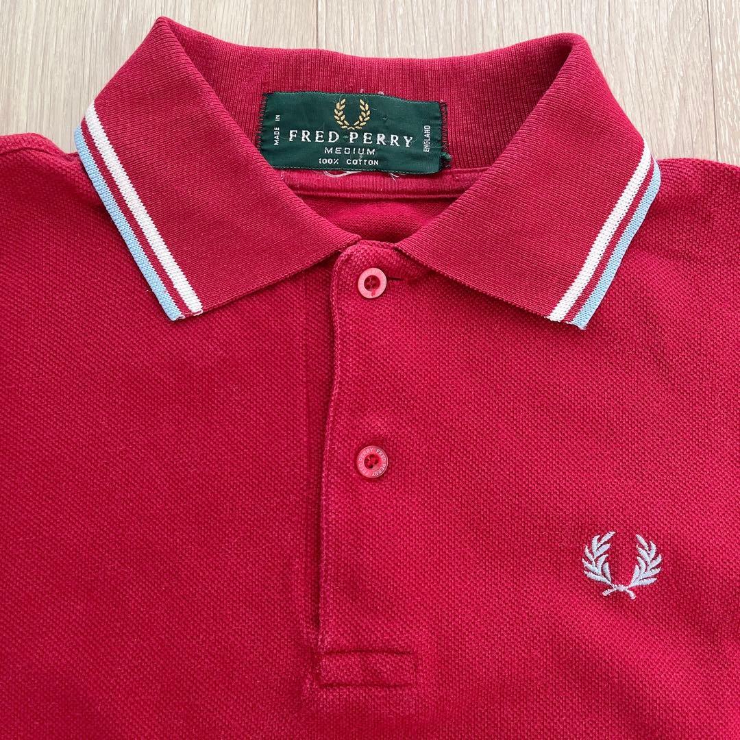 90s　FRED PERRY　ポロシャツ　レッド　M1200　旧タグ　M