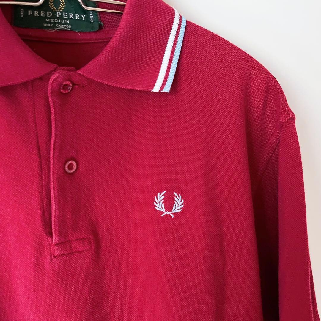 90s　FRED PERRY　ポロシャツ　レッド　M1200　旧タグ　M