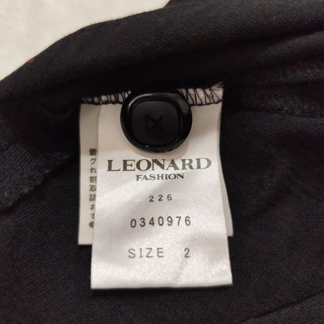 LEONARD FASHION 花柄 7分袖ワンピース ブラック マルチカラー2