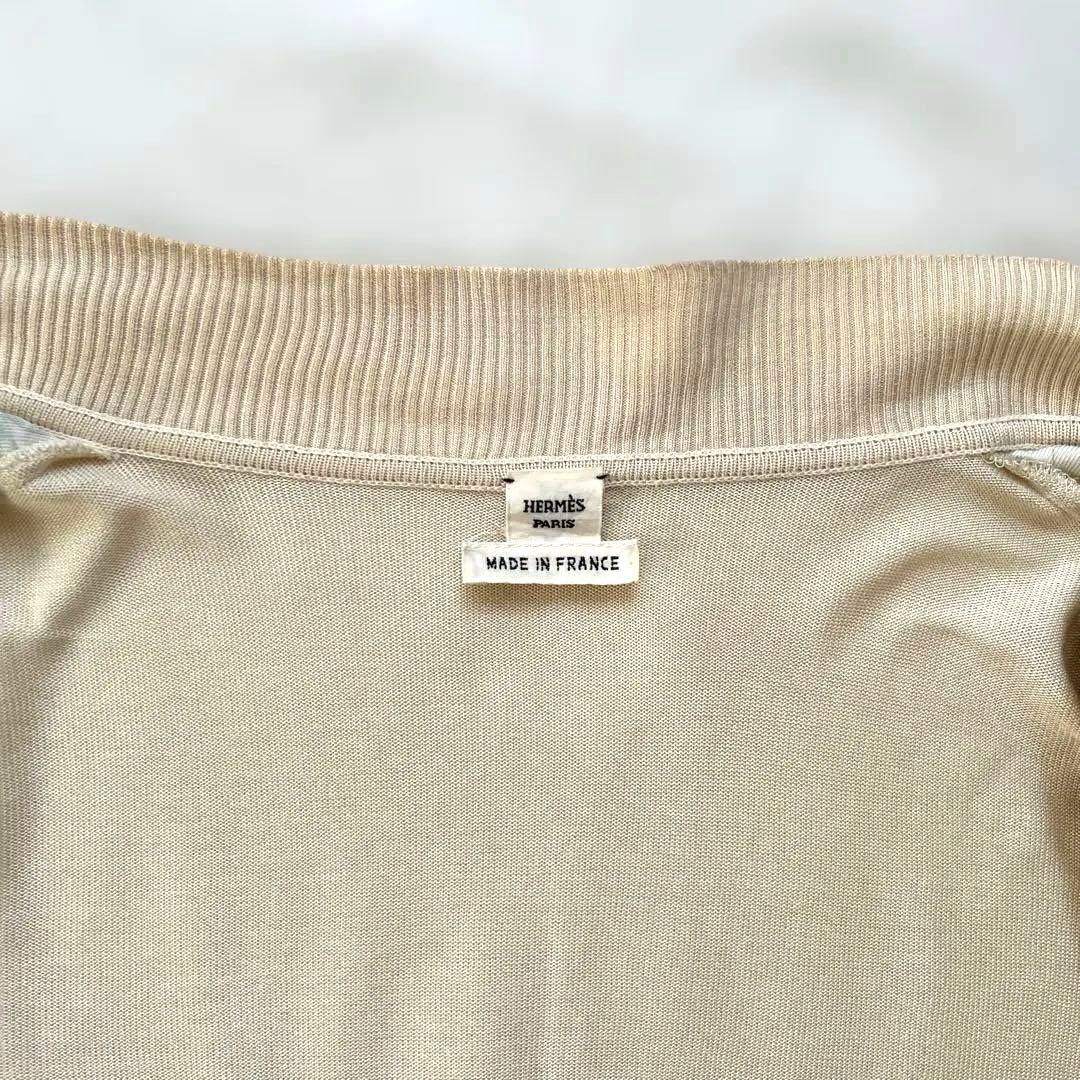 HERMES 尾長鳥プリント シルクカーディガン 36