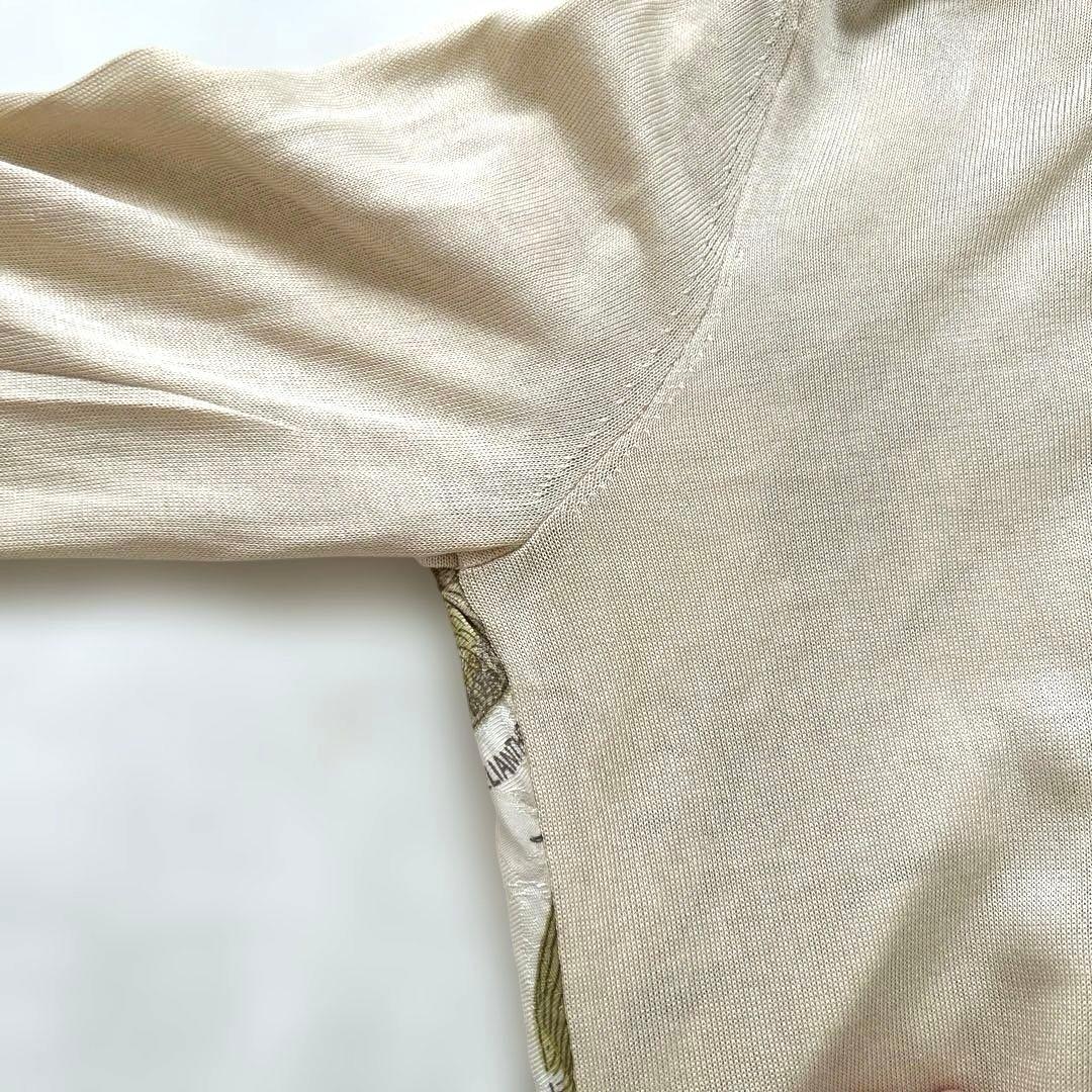 HERMES 尾長鳥プリント シルクカーディガン 36