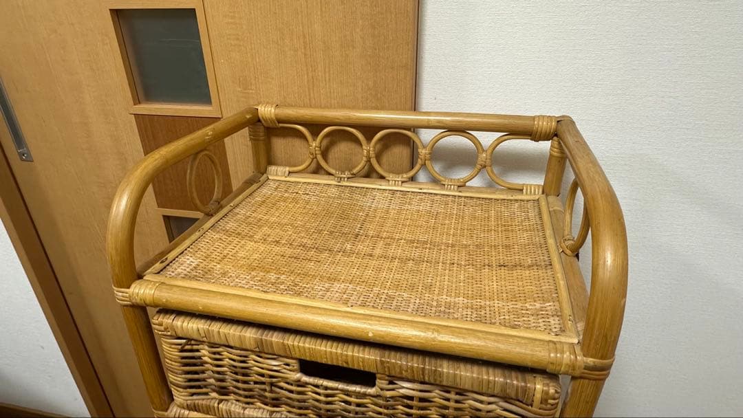 籐 ラタン ４段チェスト　レトロ　アンティーク