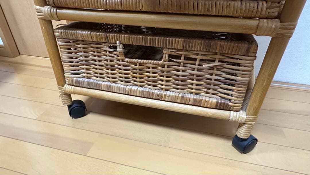 籐 ラタン ４段チェスト　レトロ　アンティーク