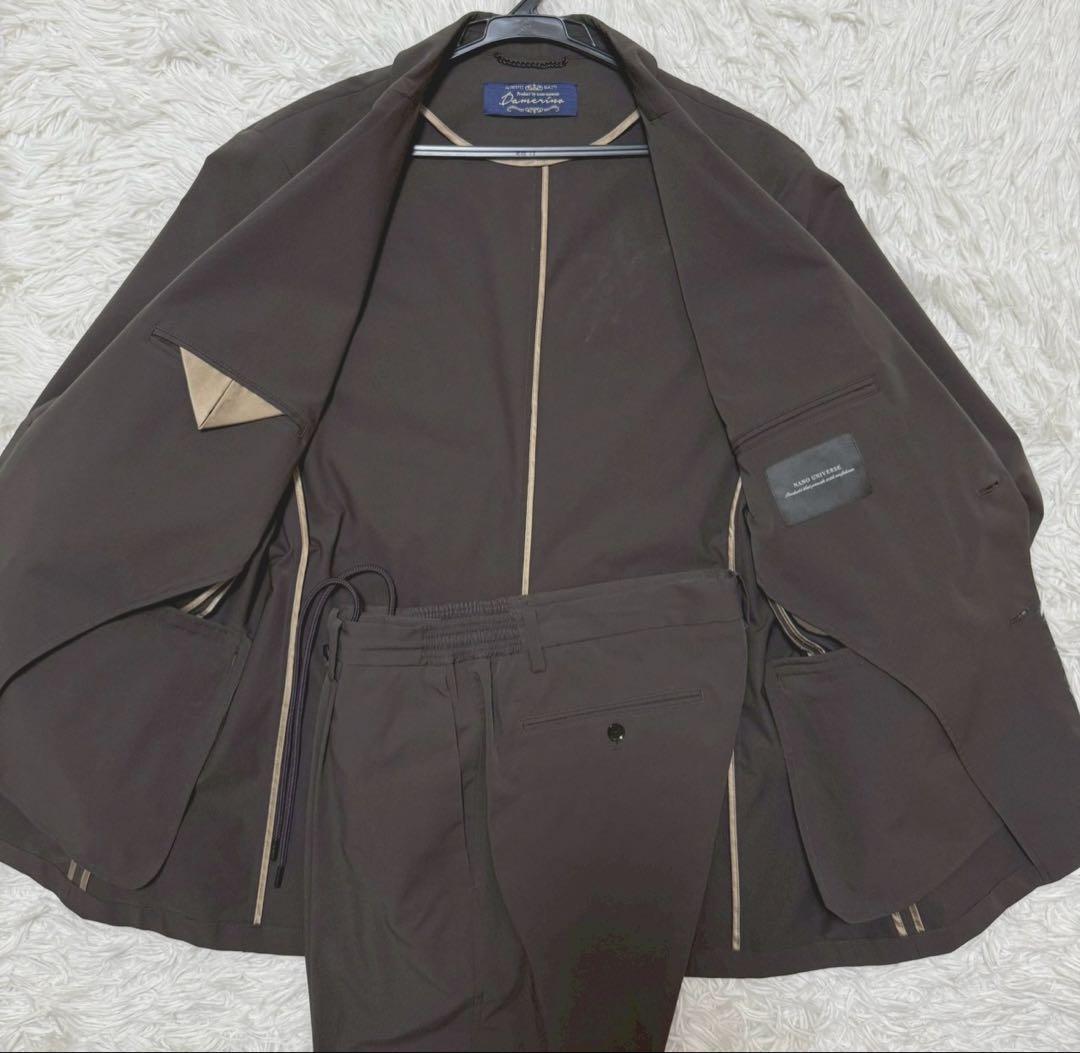 【美品】ナノユニバース　トラベルスーツ　セットアップ　ダメリーノ　高伸縮XL