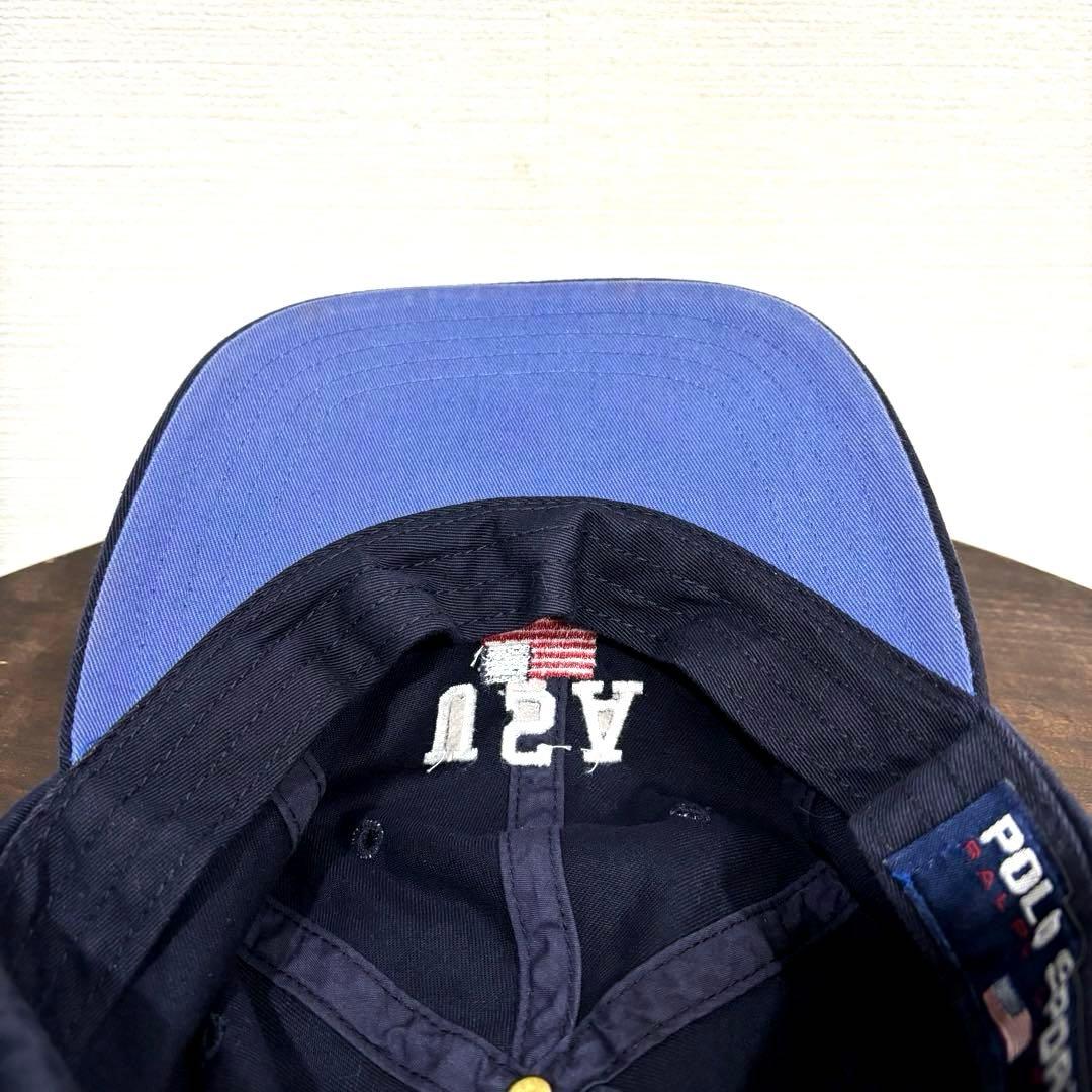 美品 90s 台湾製 紺 POLO SPORT ポロスポーツ キャップ ネイビー