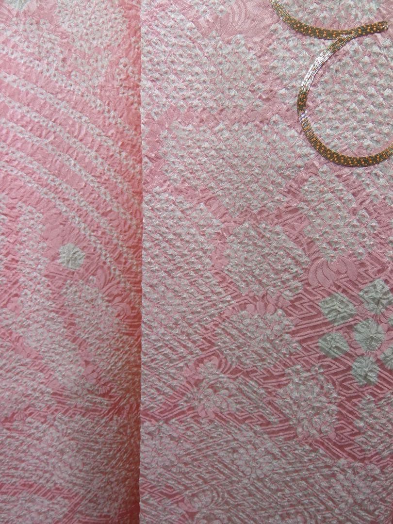 逸品 振袖 総絞り 鹿子絞り 金駒刺繍 花文様 流水文様 絹のダイヤモンド