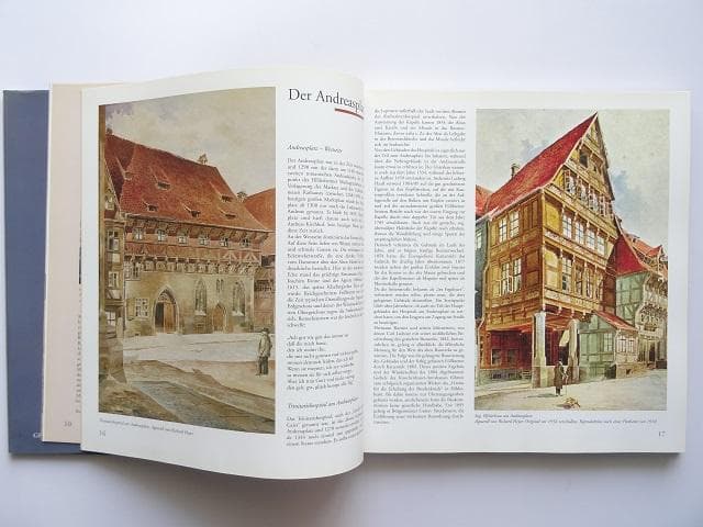 洋書◆水彩画で描いたヒルデスハイム旧市街 作品写真集 本 画集 ドイツ 風景画