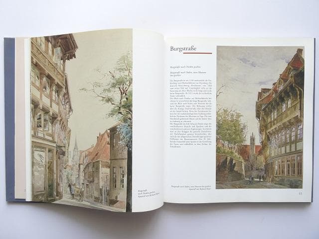 洋書◆水彩画で描いたヒルデスハイム旧市街 作品写真集 本 画集 ドイツ 風景画