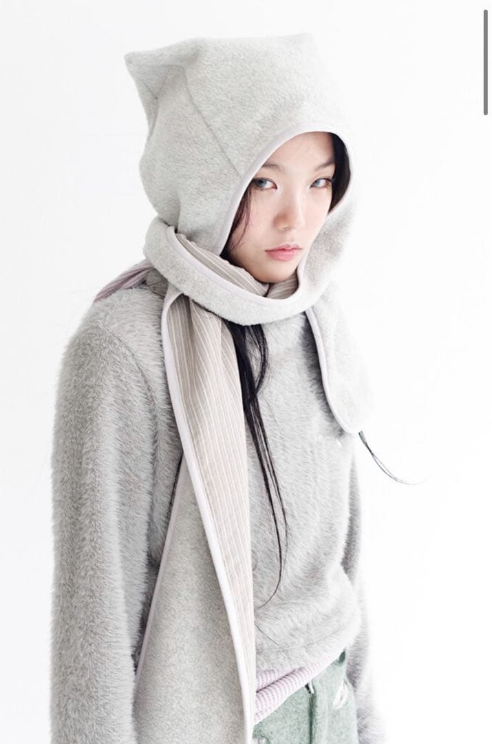韓ブラfaerie fleece ear hood フード付きマフラー