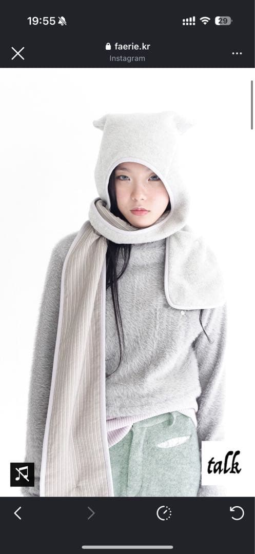 韓ブラfaerie fleece ear hood フード付きマフラー