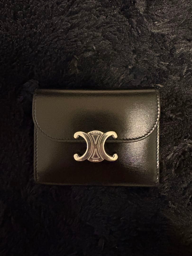 CELINE セリーヌ トリオンフ 三つ折り財布 ブラック
