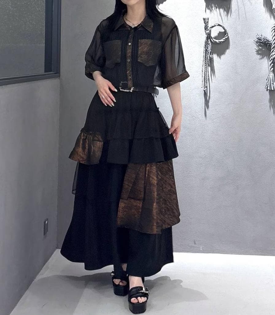 【美品】HARE　アートジャガードキリカエフレアスカート　オレンジ