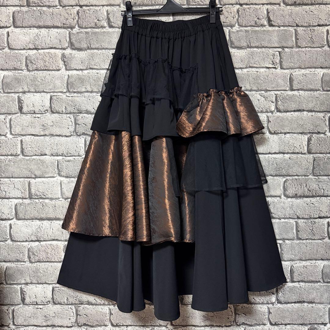 【美品】HARE　アートジャガードキリカエフレアスカート　オレンジ