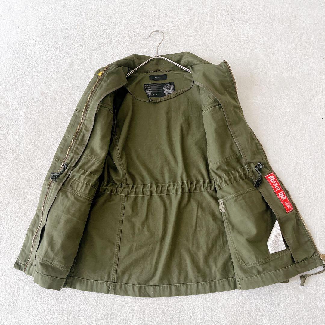 美品★DIESEL★ミリタリージャケット ワッペン カーキ y2k M相当