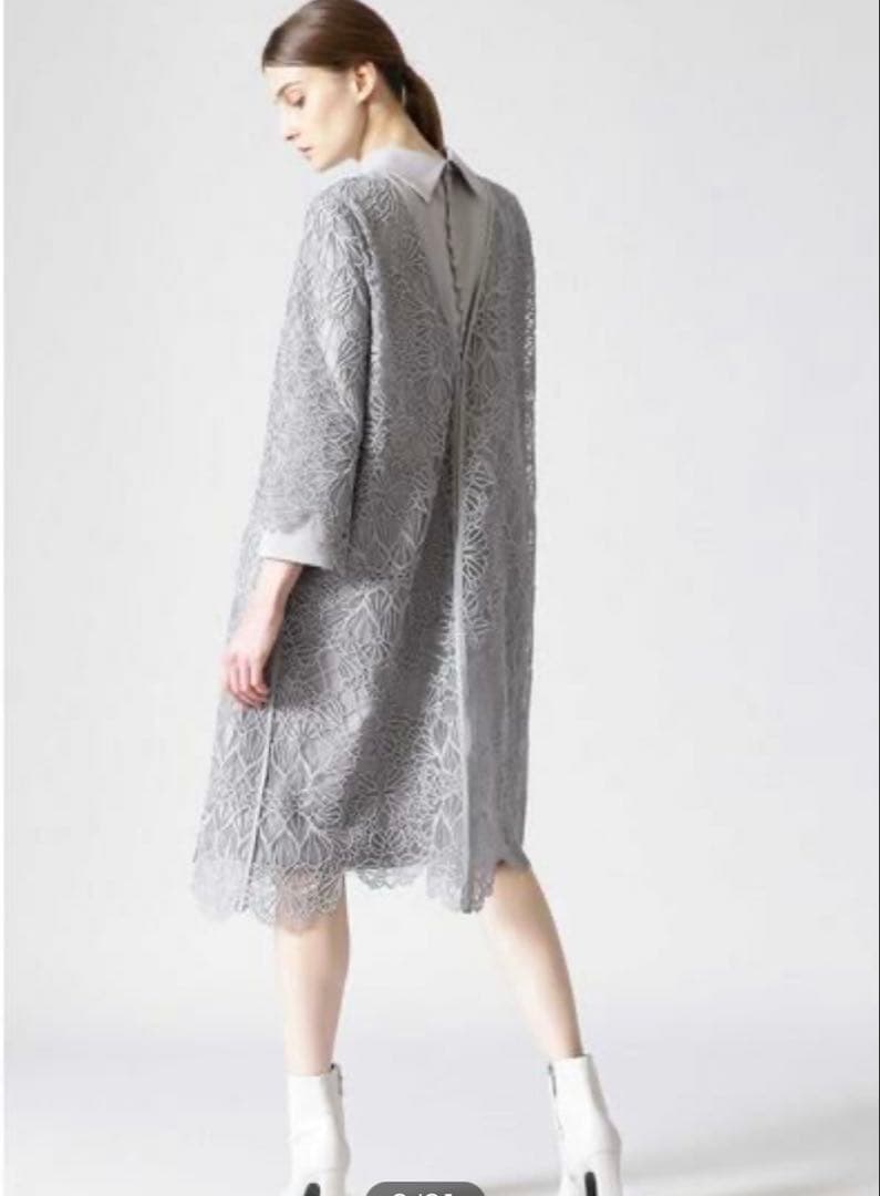 ADORE アドーア　アールデコレースワンピース　グレー