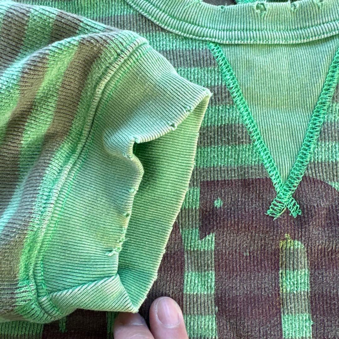 オールドRRL 半袖スウェット　ボーダー　バカでかロゴ