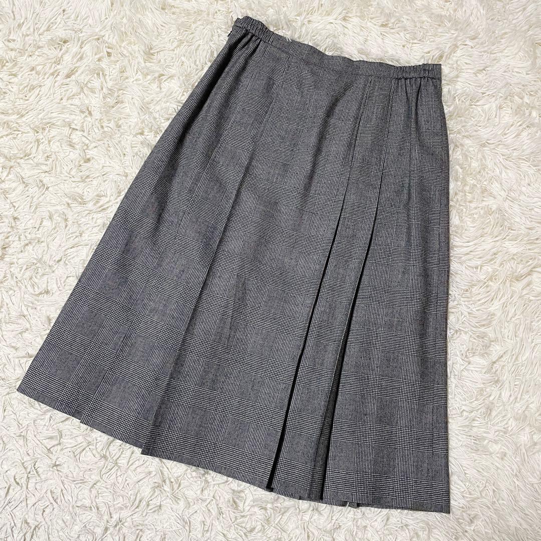 【美品】バーバリーロンドン スカート チェック 13 グレー 大きいサイズ