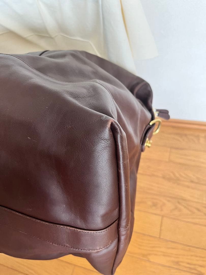 COACH コーチ　ブラウン　レザーボストンバッグ　ショルダーベルト付き