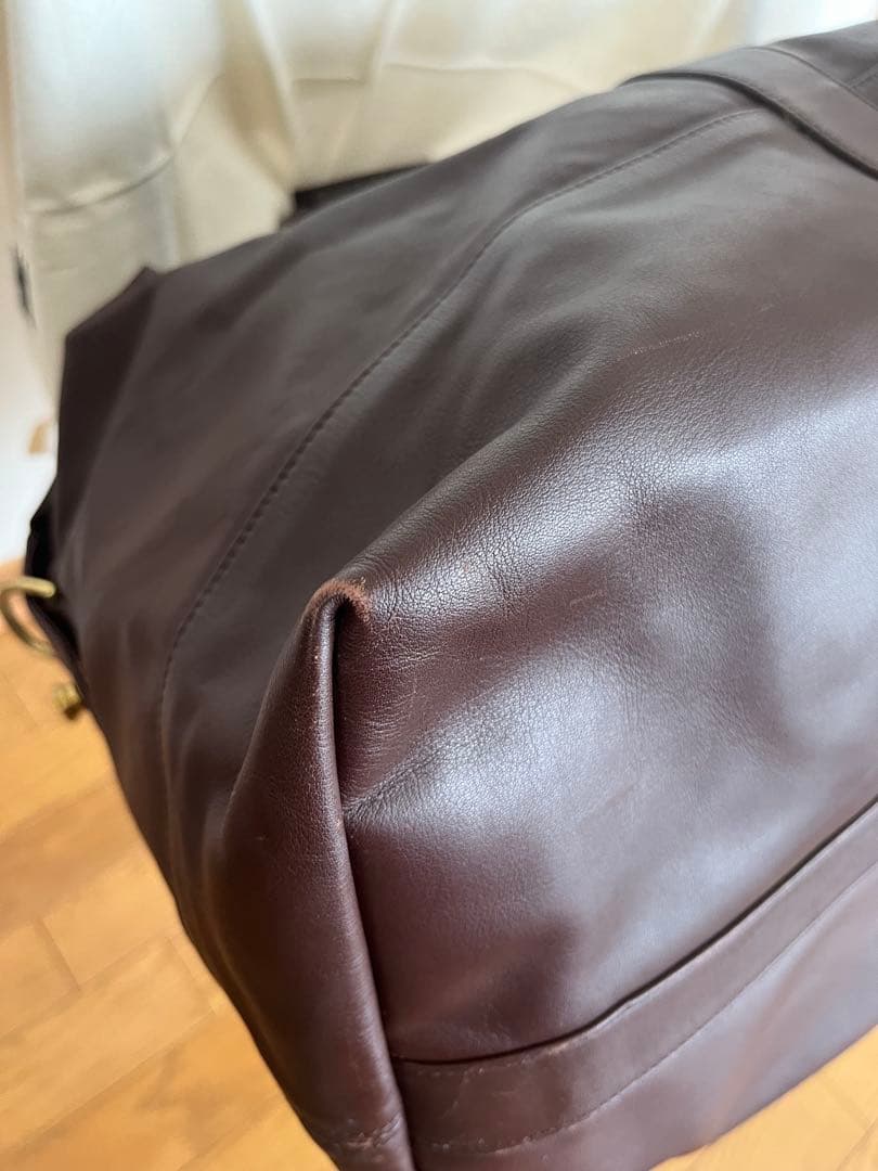 COACH コーチ　ブラウン　レザーボストンバッグ　ショルダーベルト付き