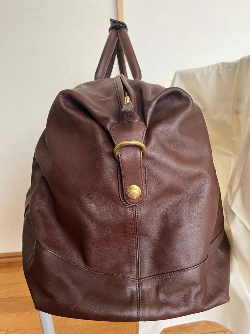 COACH コーチ　ブラウン　レザーボストンバッグ　ショルダーベルト付き