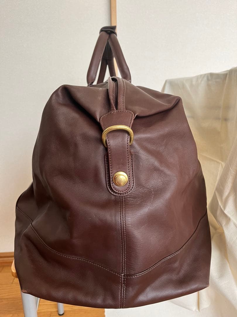 COACH コーチ　ブラウン　レザーボストンバッグ　ショルダーベルト付き