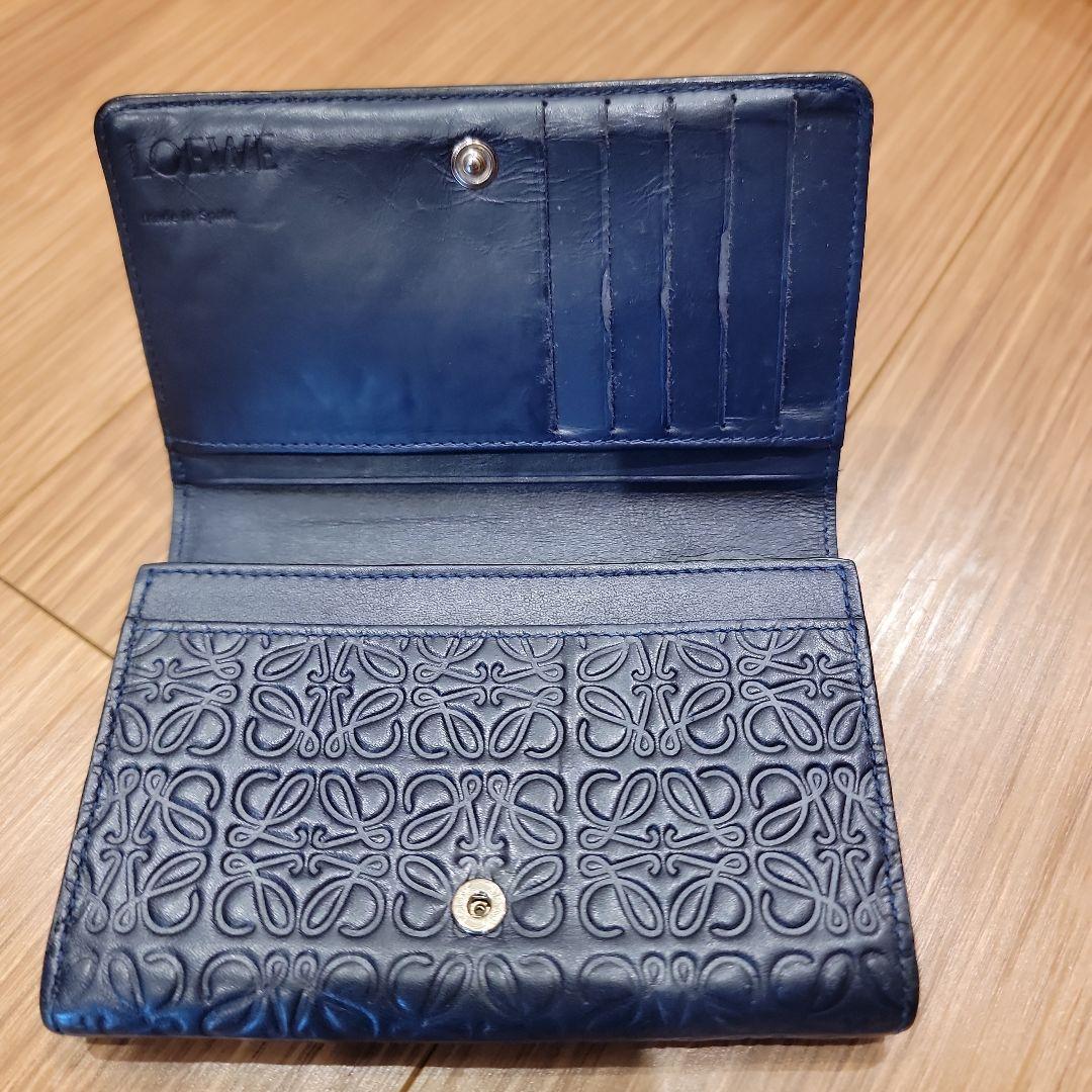 ✨極美品✨ ロエベ 折り財布 リピート アナグラム レザー ネイビー