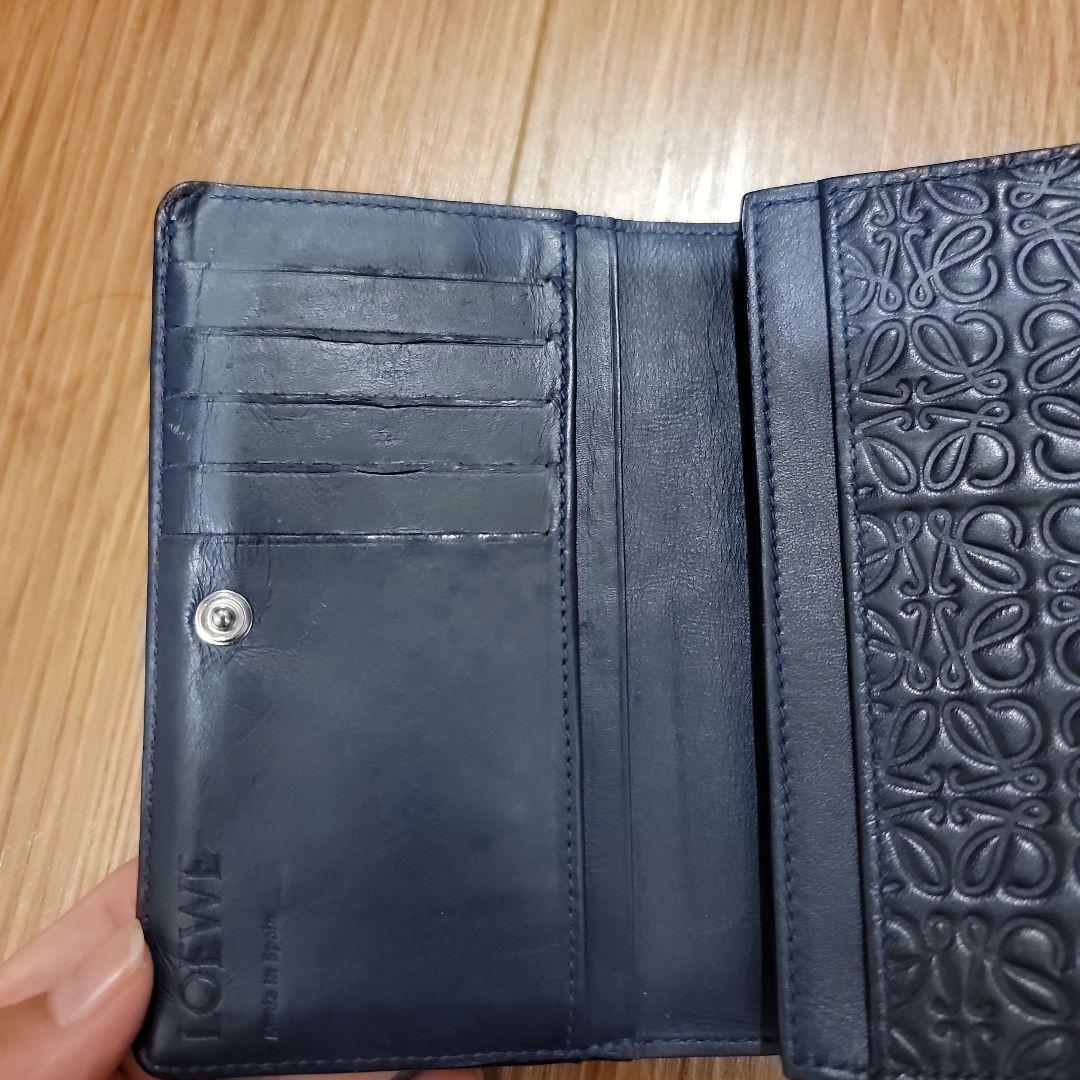 ✨極美品✨ ロエベ 折り財布 リピート アナグラム レザー ネイビー