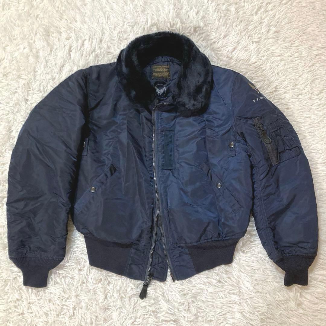 【良品】アルファインダストリーズ B-15C USA製　実名復刻　ネイビー　40