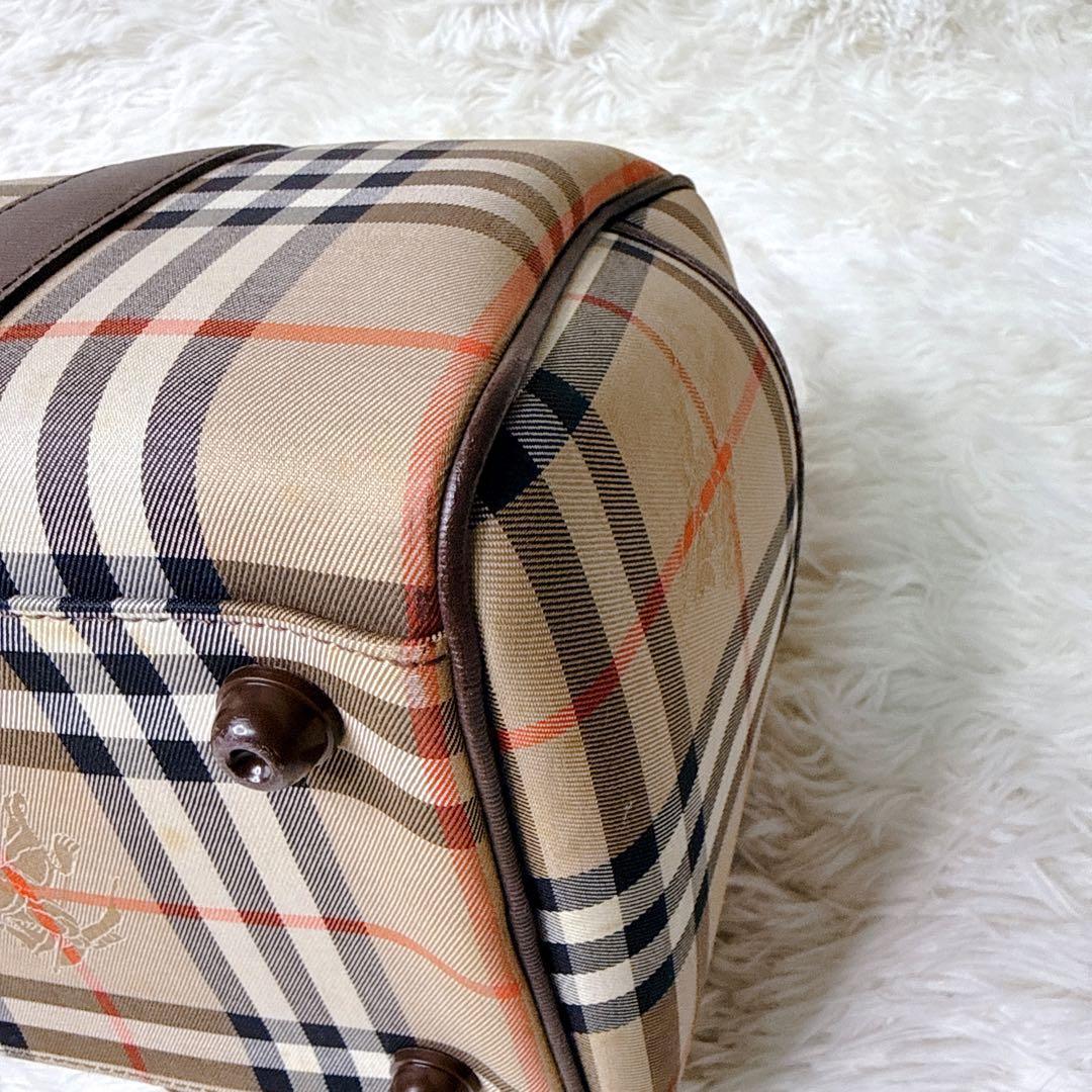 BURBERRY バーバリー ミニボストンバッグ ノバチェック プレートロゴ