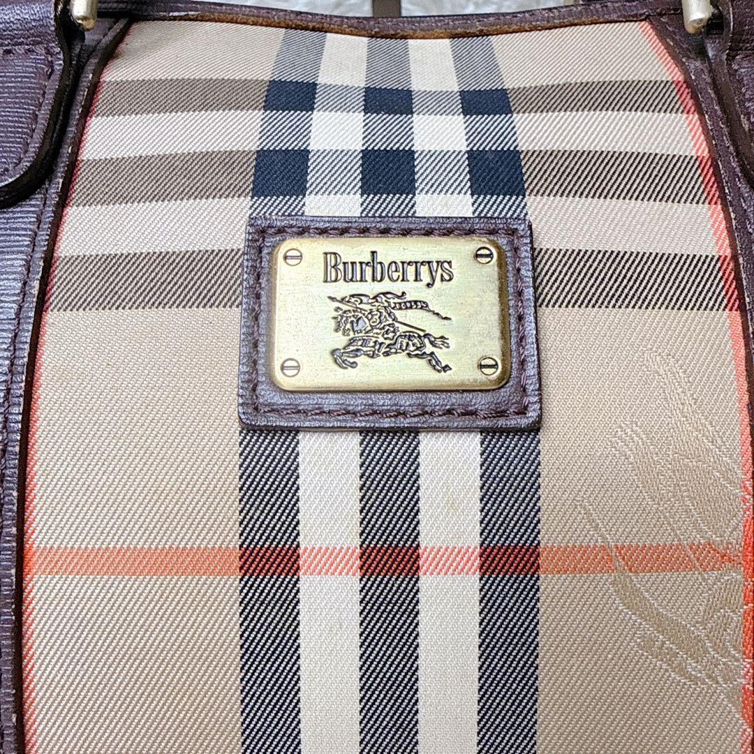 BURBERRY バーバリー ミニボストンバッグ ノバチェック プレートロゴ
