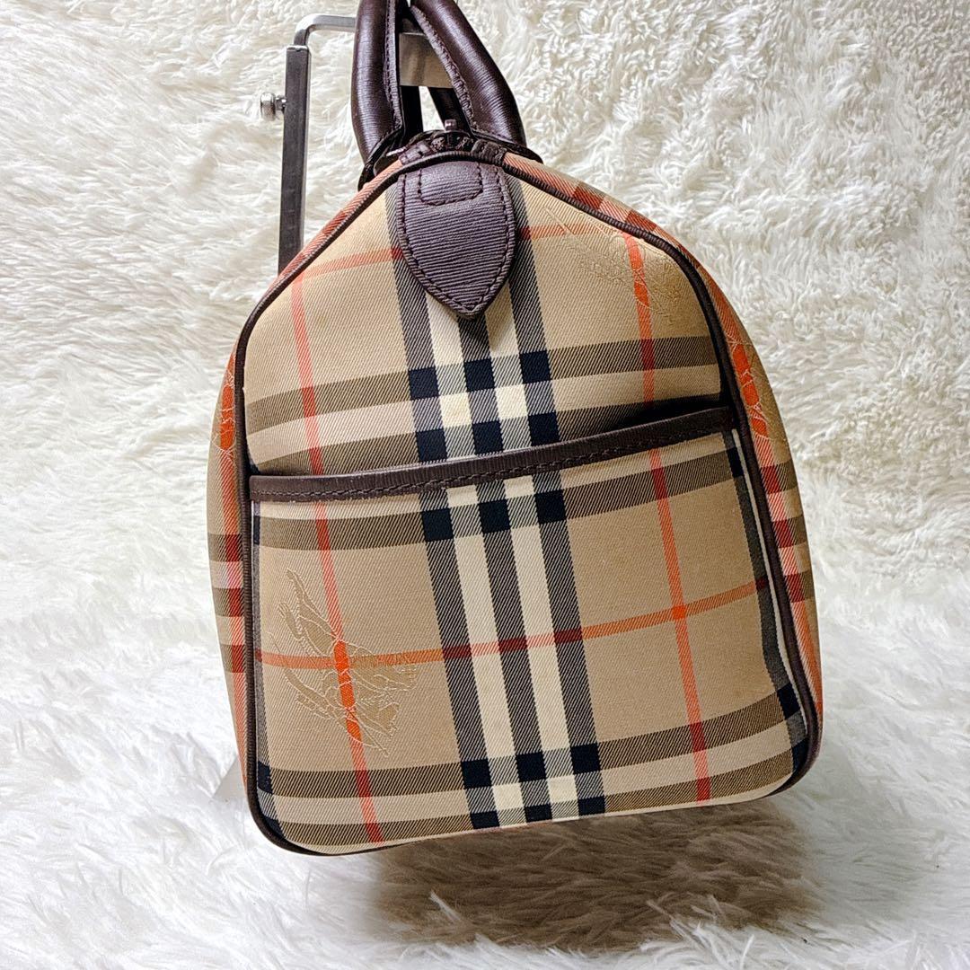 BURBERRY バーバリー ミニボストンバッグ ノバチェック プレートロゴ