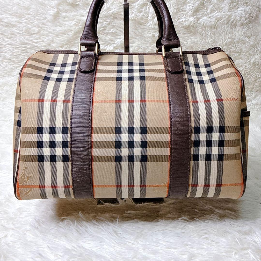 BURBERRY バーバリー ミニボストンバッグ ノバチェック プレートロゴ