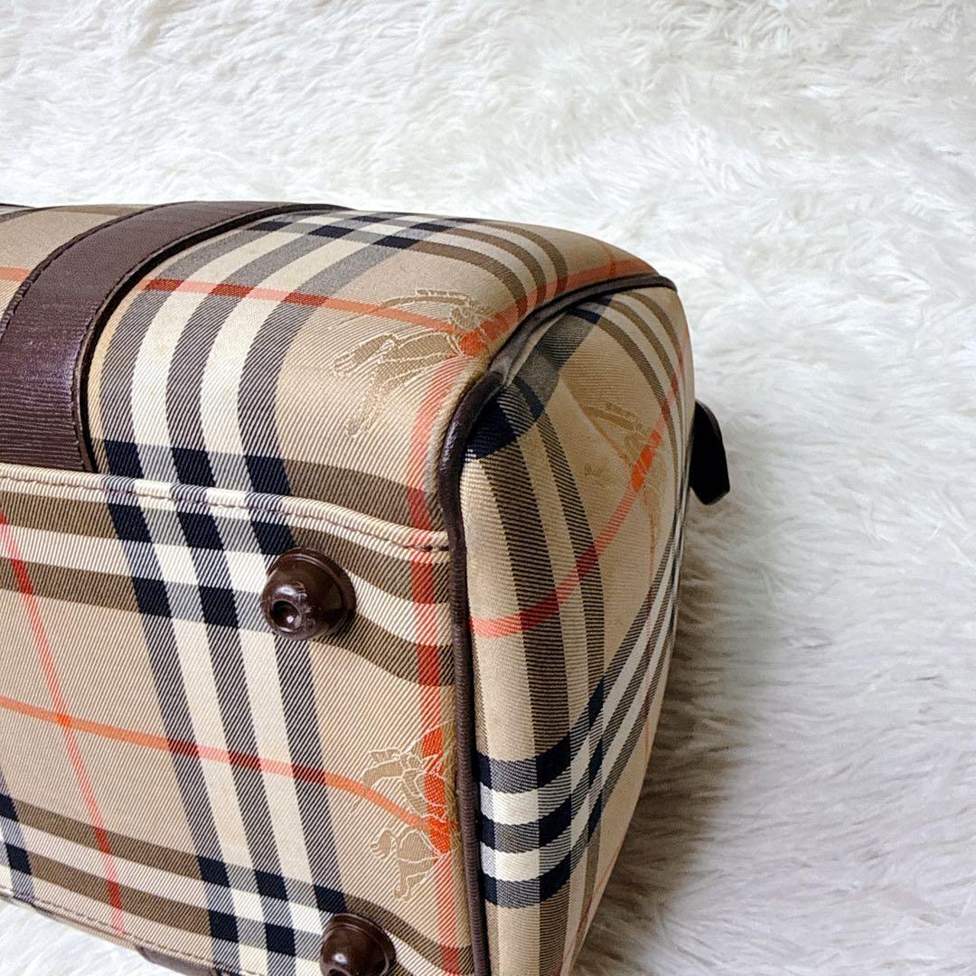 BURBERRY バーバリー ミニボストンバッグ ノバチェック プレートロゴ