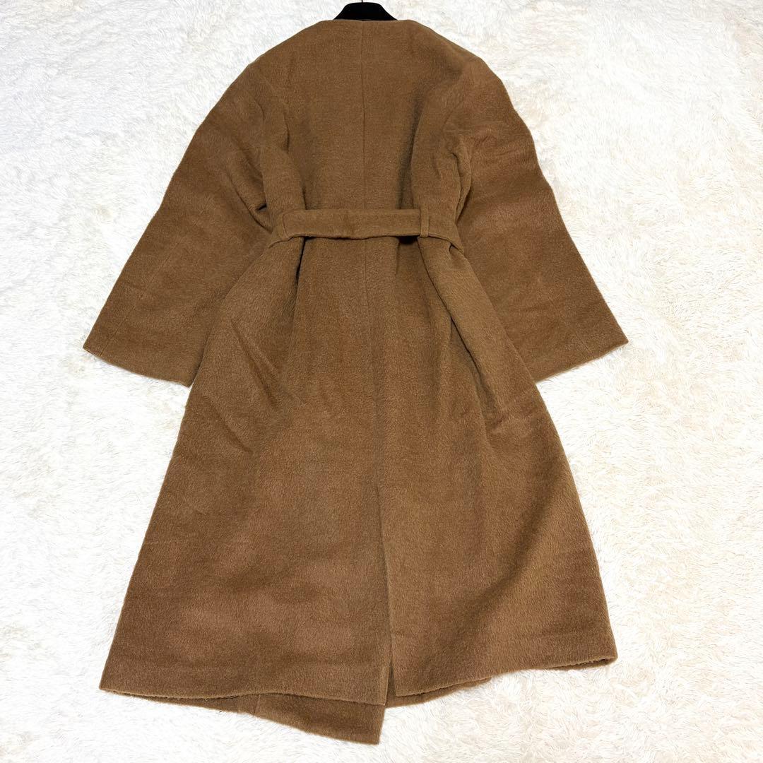 AURALEE オーラリー ベルテッドコート ノーカラー　アルパカ混 シャギー