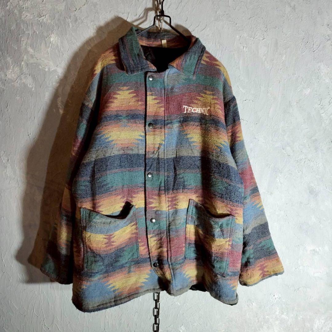 made in England ワークジャケット　カバーオール　チマヨ柄　古着.