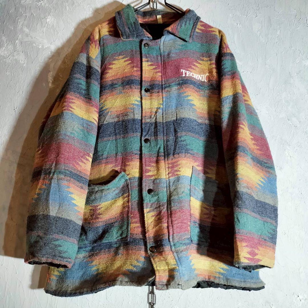 made in England ワークジャケット　カバーオール　チマヨ柄　古着.