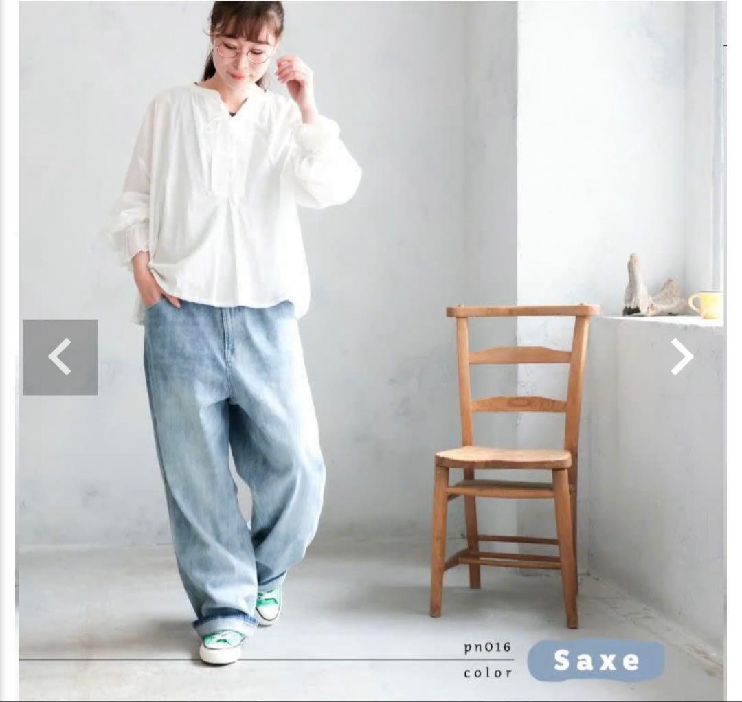 ぴよきちさん専用です！サックス デニム ワイドパンツ