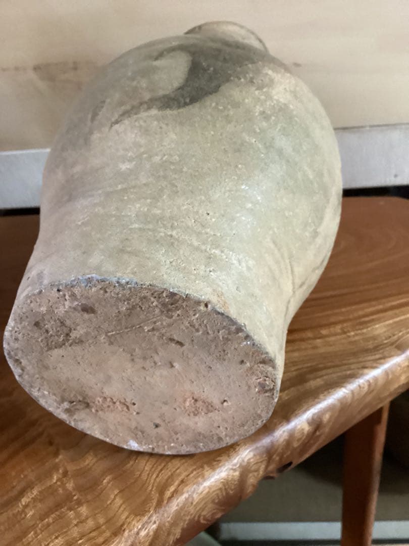 李朝　朝鮮美術　時代物青磁　古美術骨董品　酒器?花入　H29.5cm