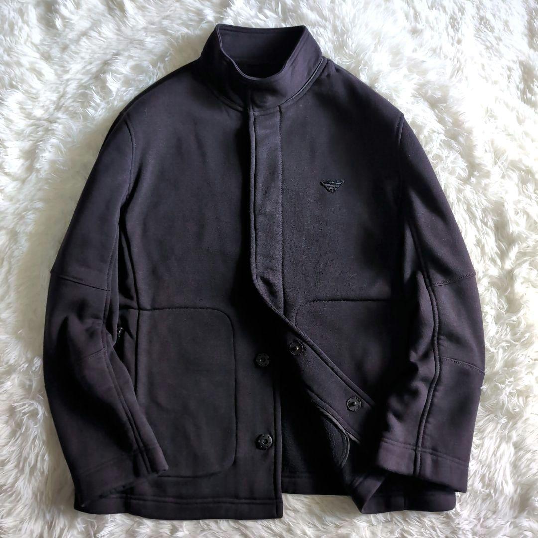 美品 エンポリオアルマーニ 裏ボア スタンドカラー ジャケット 濃紺 グレー