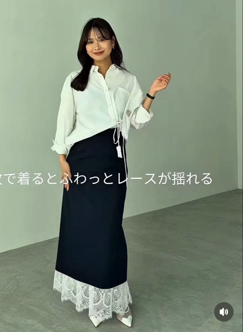 T/R×サテンレースレイヤードスカート