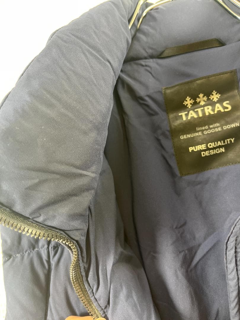 TATRAS ダウンベストS 紺 フード収納式 メンズS相当