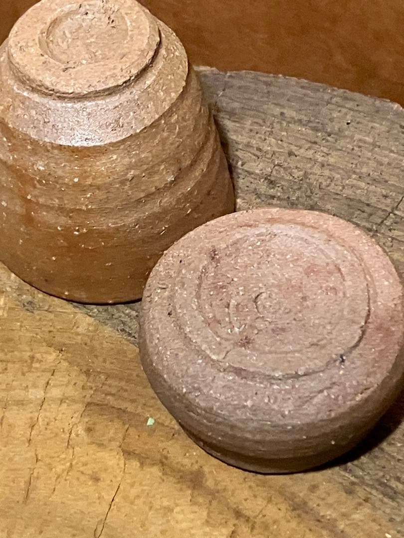 備前　焼き締め　フリーカップ　ぐい呑み　 2個セット　前嶋五一郎・類子作