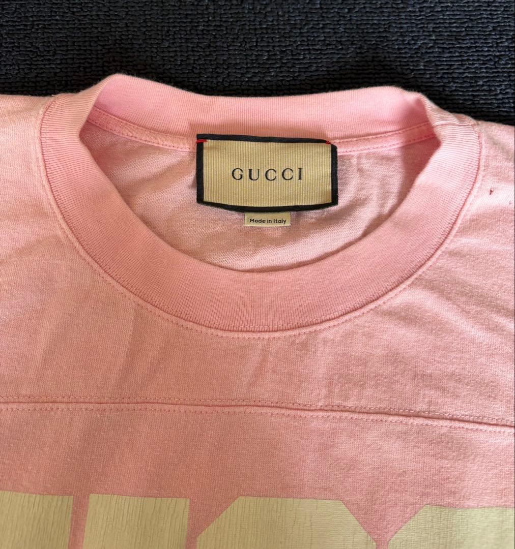 GUCCI ピンク ロゴTシャツ M オーバーサイズ 100周年モデル